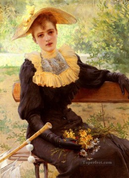 庭にいる女性 ヴィットリオ・マッテオ・コルコス Oil Paintings